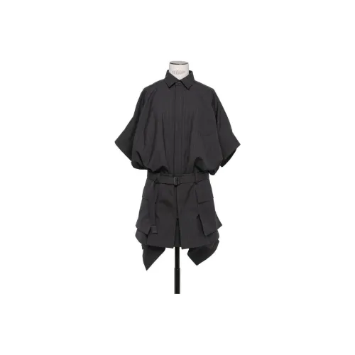 Sacai Морской синий Женские Короткие Платья с Рукавами