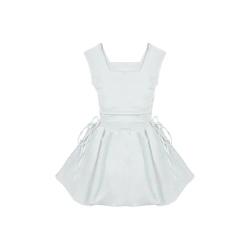 ZWTX STUDIO Лето Короткий Рукав Платье Женское Белое