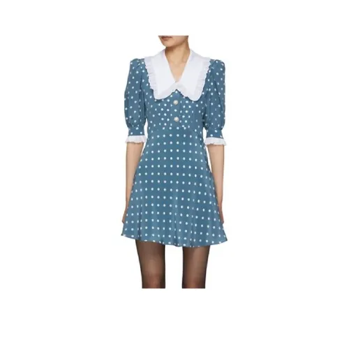 Alessandra Rich Короткий рукав Платье Женское Синее