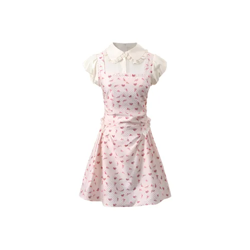 Nooidea Official Короткий рукав Платье Женское Розовое