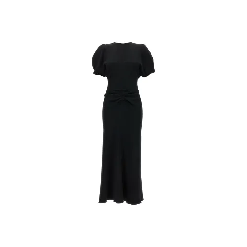 Victoria Beckham Черное Женское Короткое Платье с Рукавами