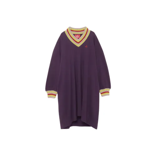 Vivienne Westwood Фиолетовые Женские Длинные Платья с Рукавами