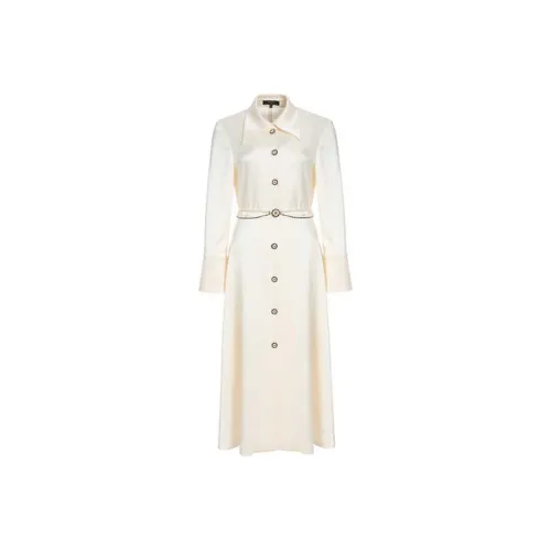 BESIONIA FW23 Длинное Платье с Длинными Рукавами Женское Белое