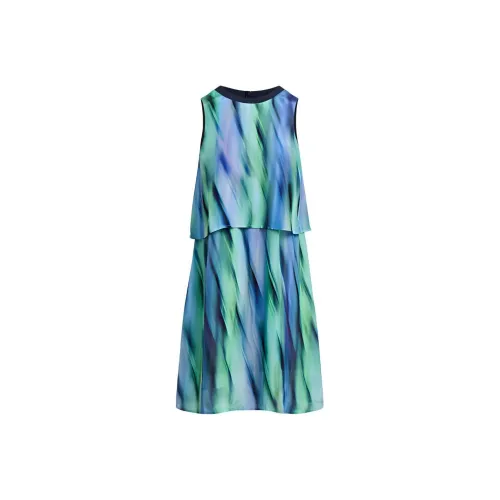 ARMANI EXCHANGE SS24 Без рукавов Платье Женское Сине-зеленый С принтом