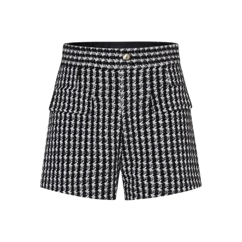 MOCO Повседневные шорты женские черно-белая клетка
