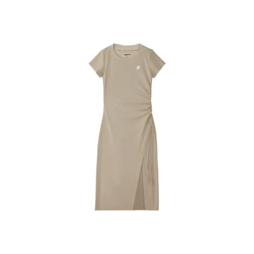 FILA FUSION Короткий рукав Платье Женское Серый Коричневый Хаки