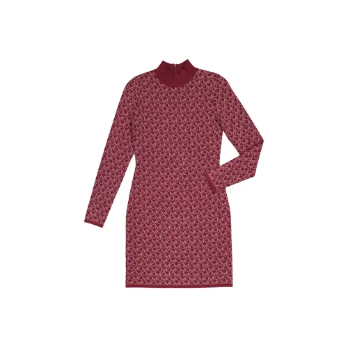 MICHAEL KORS Длинное платье с длинными рукавами женское цвет мерло виноградный красный