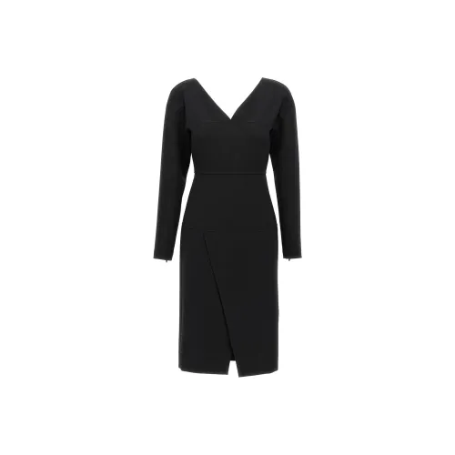 FENDI Длинное платье с длинными рукавами женское черное