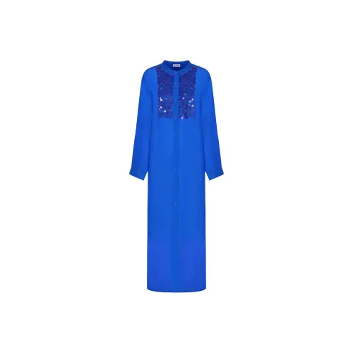 PAROSH Длинное платье с длинными рукавами женское синее