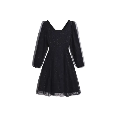 Silky Queen Длинное платье с длинными рукавами женское черное