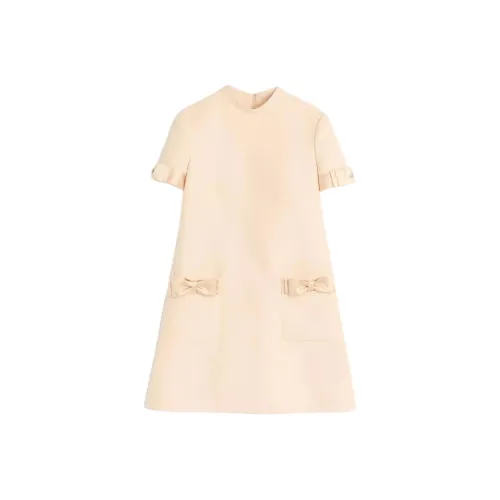 Valentino CREPE COUTURE SS25 Короткий рукав Платье Женское Бежевый Желтый