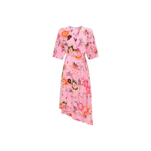 Diane von Furstenberg Балетный розовый Женские Короткие Платья с Короткими Рукавами