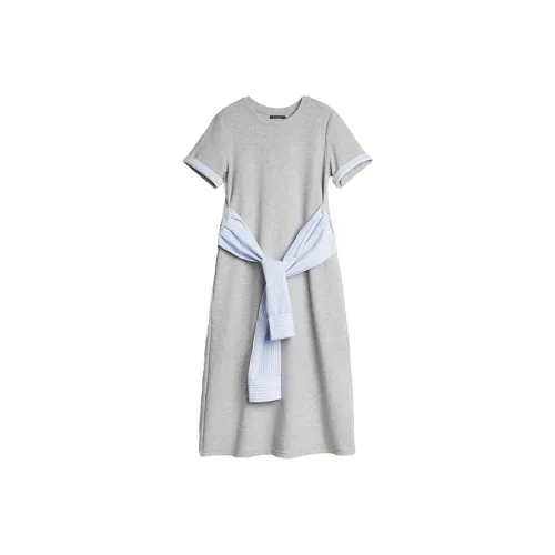 ELLE Короткий рукав Платье Женское Средне-серое
