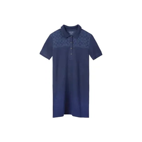 COACH Темно-синий Женские Короткие Платья с Рукавами