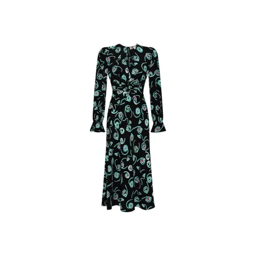 DVF Diane Von Furstenberg Длинное платье с длинными рукавами женское черное