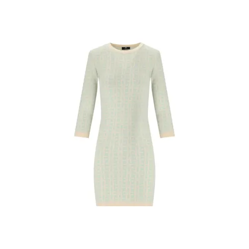 Elisabetta Franchi Длинное платье с длинными рукавами женское белое