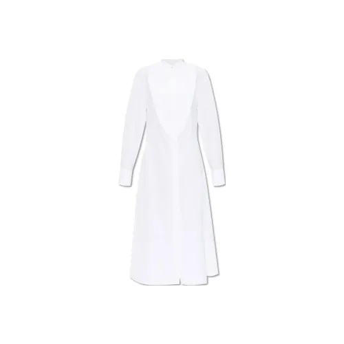 JIL SANDER Белое Женское Длинное Платье с Рукавами