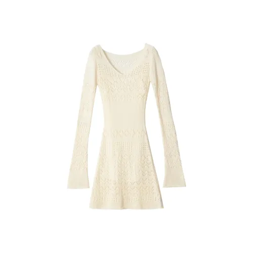 Lookinto Длинное платье с длинными рукавами женское бежевый абрикос