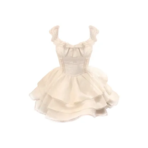 Peaches Peaches Короткий рукав Платье Женское Абрикос