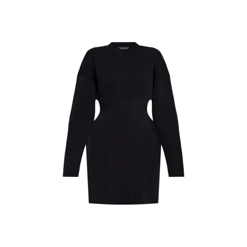 Balenciaga SS24 Длинное платье с длинными рукавами обычный крой женское черное