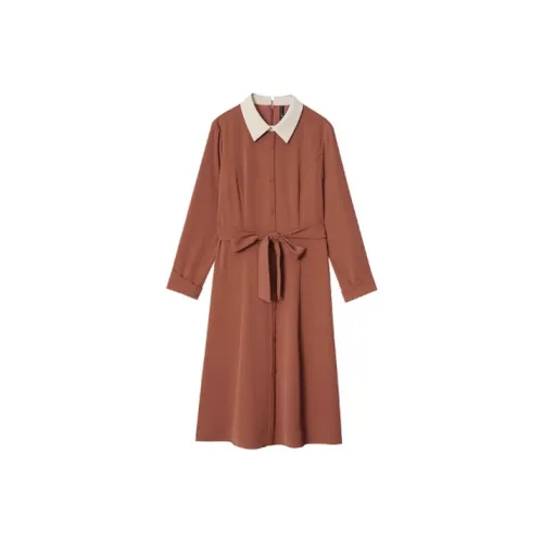 OUNIXUE Земля Красный Женские Длинные Платья с Рукавами