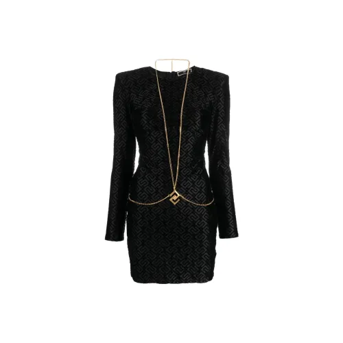 Elisabetta Franchi Черное Женское Длинное Платье с Рукавами