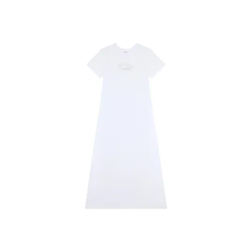 DIESEL FW24 Короткое платье с короткими рукавами женское белое