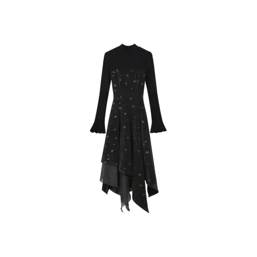 Sorrow Matsumoto Длинное платье с длинными рукавами женское черное