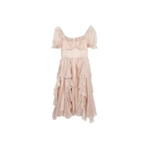 Linjou Пыльно-розовый Женские Короткие Платья с Рукавами