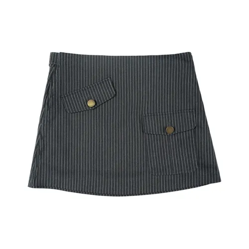 SIMPLE PROJECT Темно-серый с полосами унисекс повседневные короткие юбки
