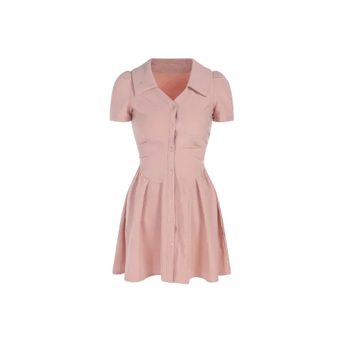 COVER TIME Розовый Женские Короткие Платья с Рукавами