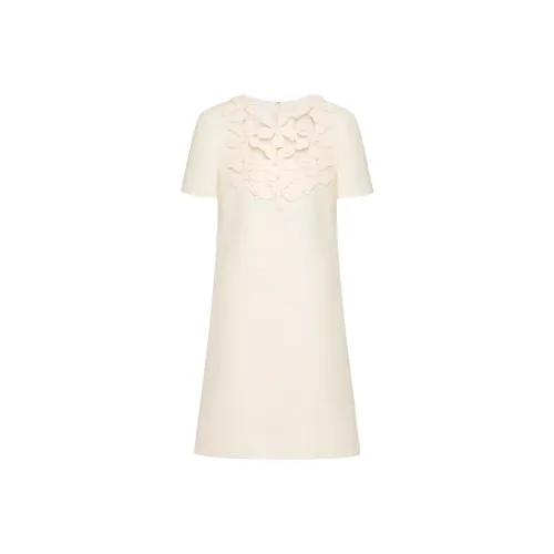 Valentino Вышитый CREPE COUTURE Короткий Платье Короткий Рукав Платье Женское Белое