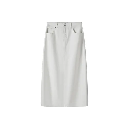 MOSIIMORII Деним Длинная Юбка Женская Белая