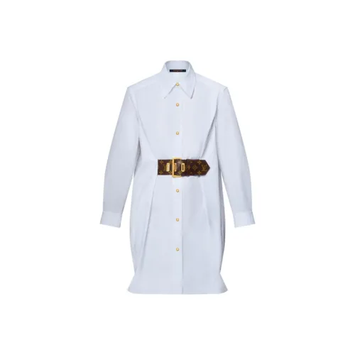 LOUIS VUITTON SS25 Длинное Платье с Длинными Рукавами Женское Белое