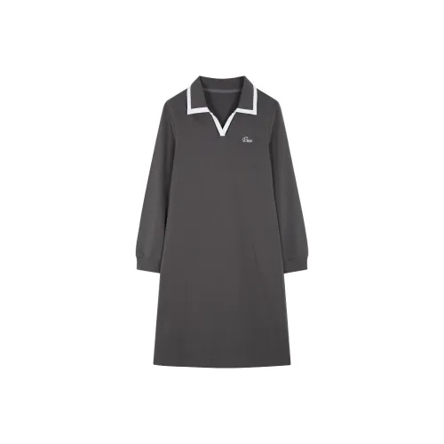 XWI Длинное платье с длинным рукавом женское темно-серый