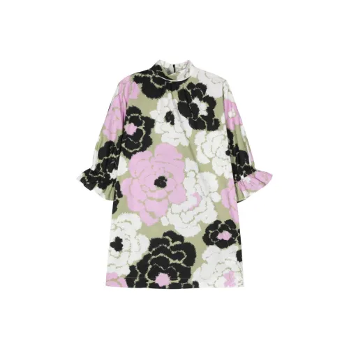 ESSENTIEL ANTWERP SS24 Короткое платье с короткими рукавами женское хаки