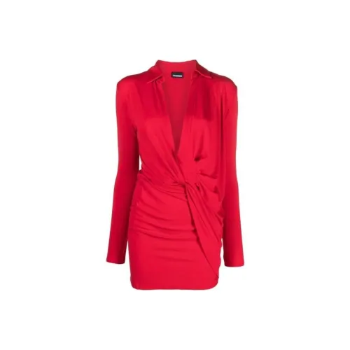 Jacquemus Red Женские Длинные Платья с Рукавами