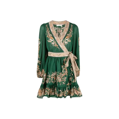 Zimmermann Изумрудно-зеленый Женские Длинные Платья с Рукавами