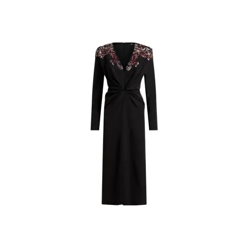 ETRO Черное Женское Длинное Платье с Рукавами
