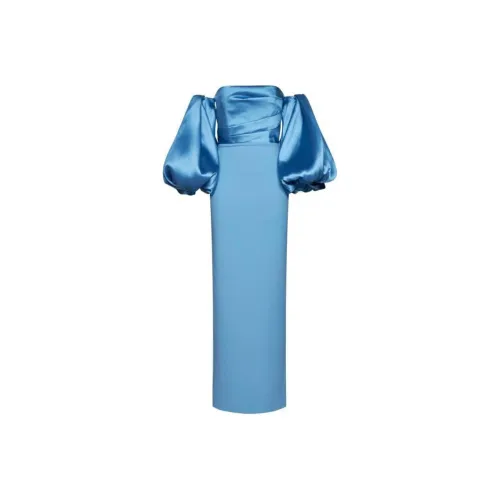 SOLACE LONDON Длинное платье с длинными рукавами женское синее