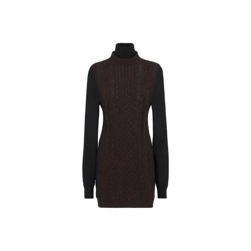 FENDI FW24 Длинное платье с длинными рукавами женское темно-фиолетовое