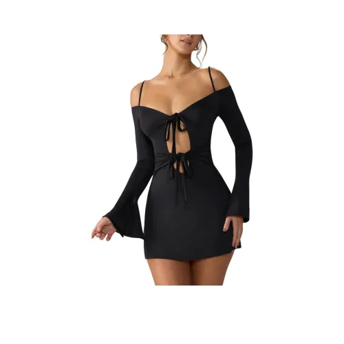 OH POLLY Sidney Длинное Платье с Длинными Рукавами Женское Черное