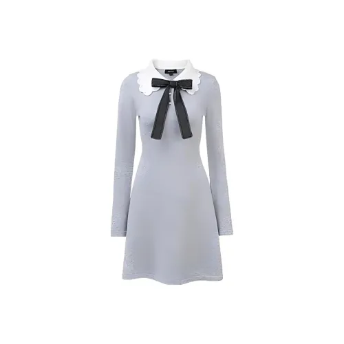 AIVEI Длинное платье с длинным рукавом женское серого цвета