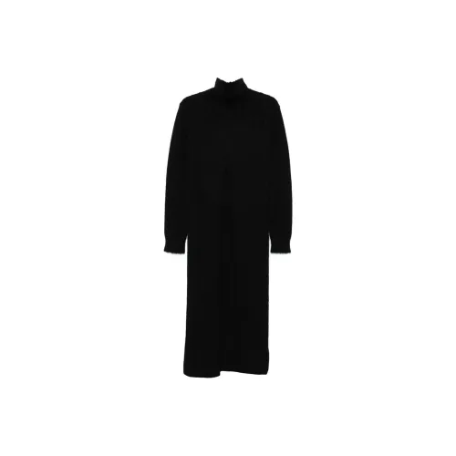 JIL SANDER Черное Женское Длинное Платье с Рукавами