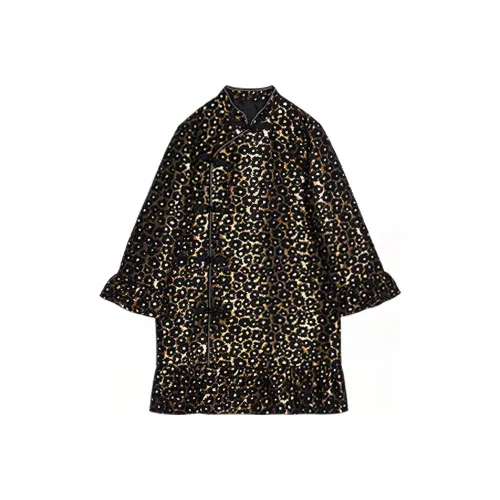 PURE TEA Длинное платье с длинными рукавами женское графитовый черный