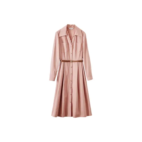 XIANGYING Длинное платье с длинными рукавами женское розовое