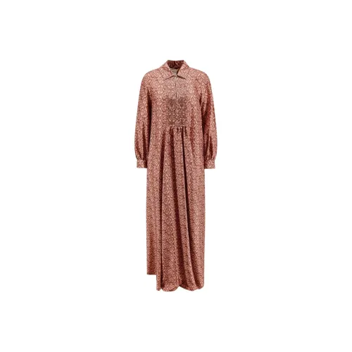 MaxMara Длинное платье с длинными рукавами женское красное