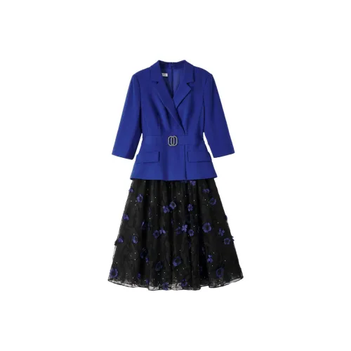 OBBLIGATO Длинное платье с длинными рукавами женское королевский синий