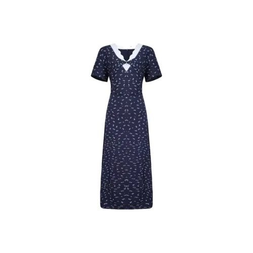 AURORA MUSE Короткий рукав Платье Женское Синий