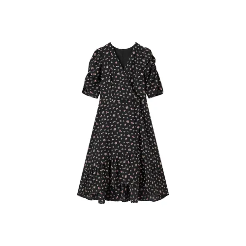 EICHITOO Короткий рукав Платье Женское Черный узор 90